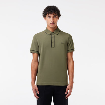 Lacoste Regular Fit Piped Organic Cotton Polo Shirt – Khaki Green