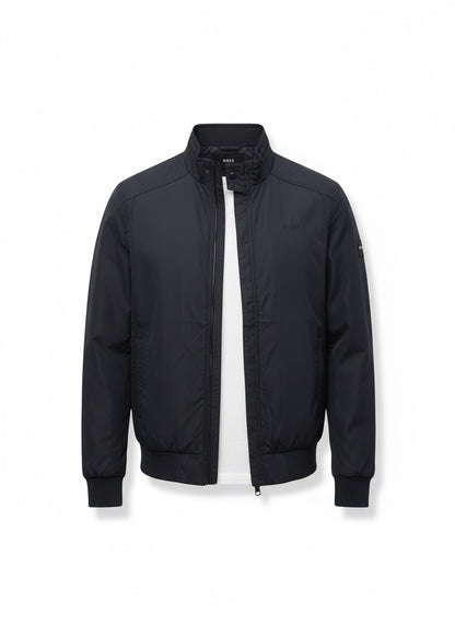 BOSS Navy Blue Lightweight Bomber Jacket with Stand