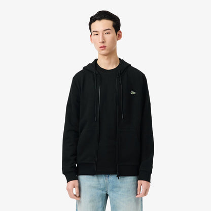 Lacoste Classic Cotton Fleece Full-Zip Hoodie - Black (Signature Crocodile)