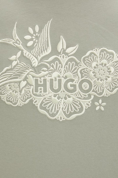 HUGO Menswear Relaxed-Fit Graphic T-Shirt in Open Green – Japanese Crane & Floral Edition