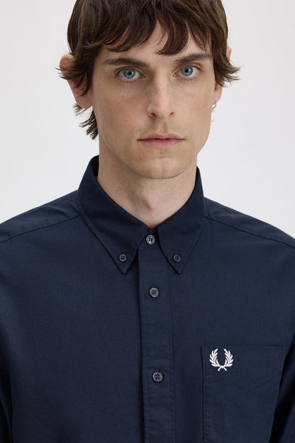 Fred Perry Slim-Fit Button-Down Cotton Oxford Shirt in Navy