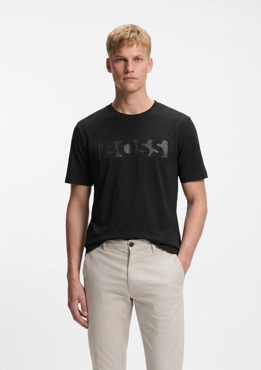 BOSS Men's Slim-Fit Logo T-Shirt in Mercerized Cotton - Black