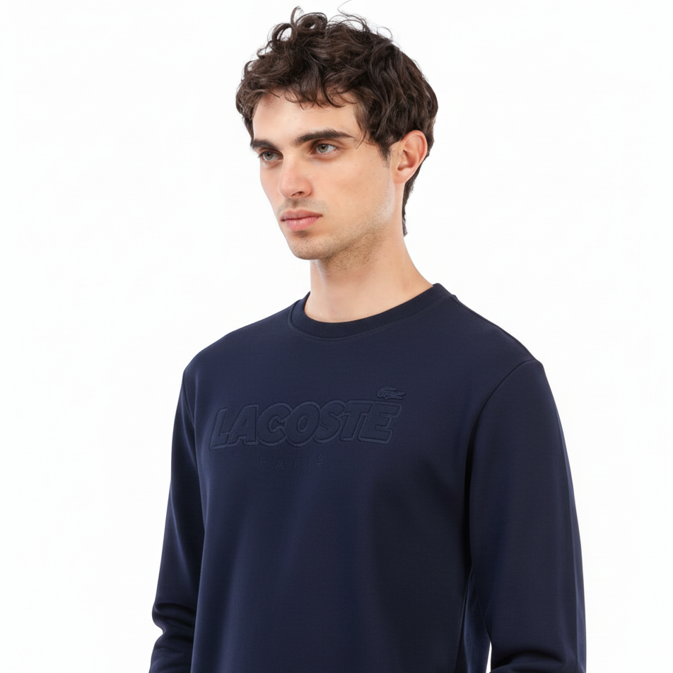 Lacoste Paris Relaxed-Fit Fleece Sweatshirt - Marine Navy