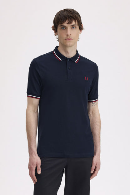 Fred Perry M3600 Twin Tipped Polo Shirt - Navy / White / Red