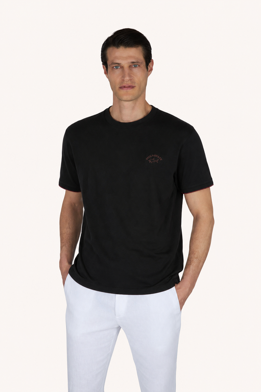 Paul & Shark Tipped Cuff Smooth Cotton T-Shirt – Black