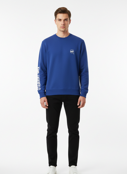 KARL LAGERFELD Men’s Ikonik Patch Sweatshirt – Electric Blue
