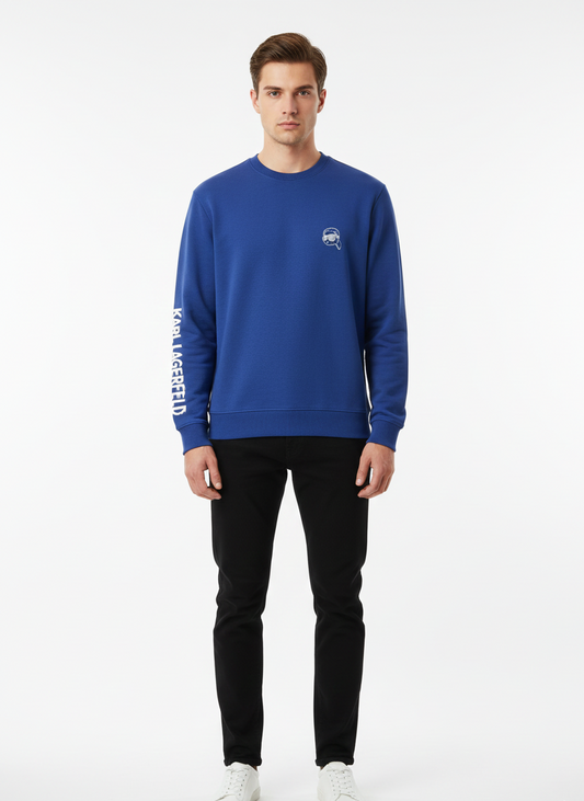 KARL LAGERFELD Men’s Ikonik Patch Sweatshirt – Electric Blue