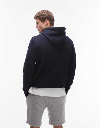 Tommy Hilfiger Signature Script Logo Fleece Hoodie (Navy Blue)