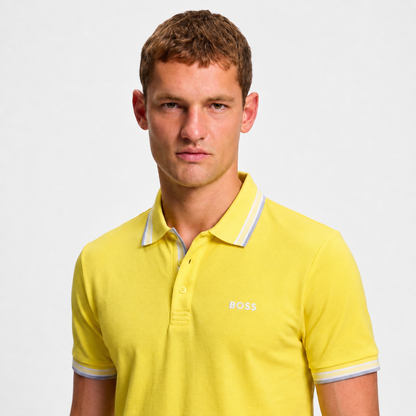 BOSS Slim-Fit Polo Shirt in Cotton Piqué with Striped Accents