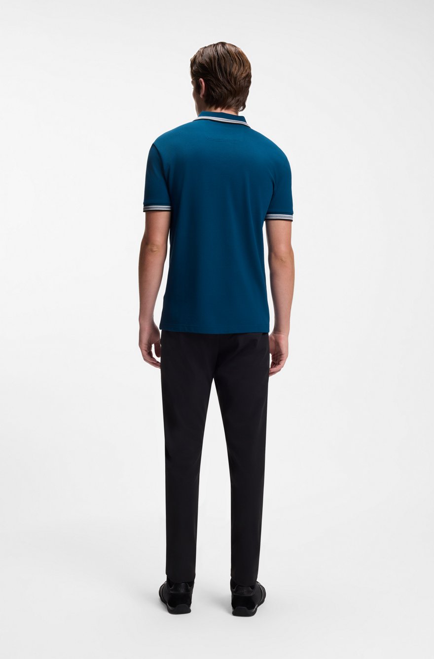 BOSS Regular-Fit Cotton Piqué Polo Shirt in Teal Blue