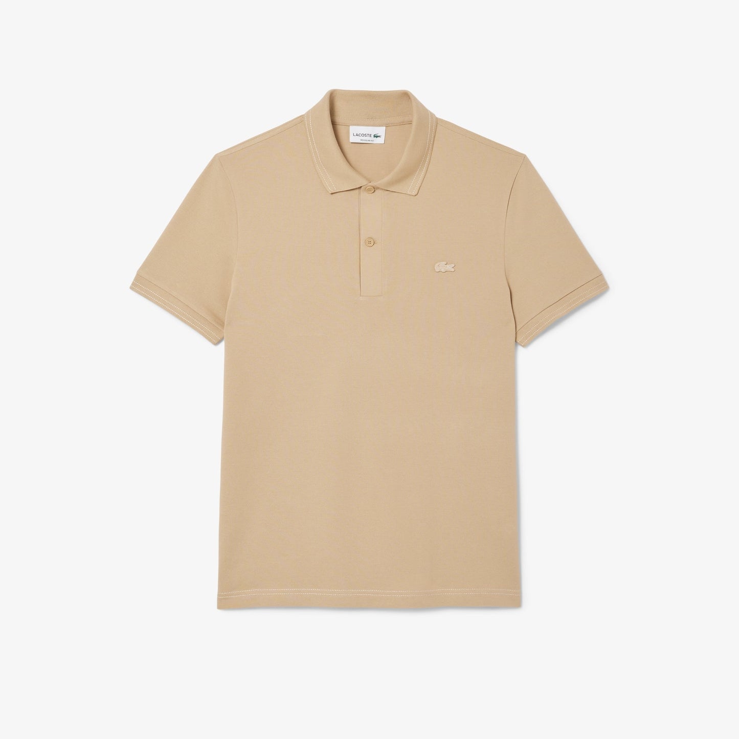 Lacoste Slim Fit Piqué Polo Shirt with Contrast Stitching – Beige