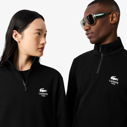 High Neck Zip-Up Print Sweatshirt