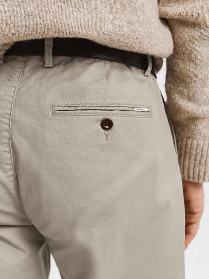 GANT Premium Cotton Twill Slim Fit Chino Trousers – Beige