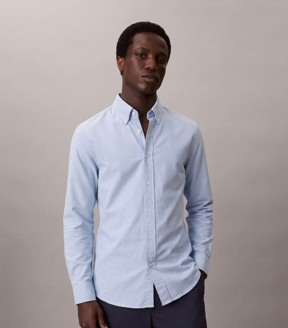 Calvin Klein Men's Regular Fit Cotton Oxford Shirt - Light Blue