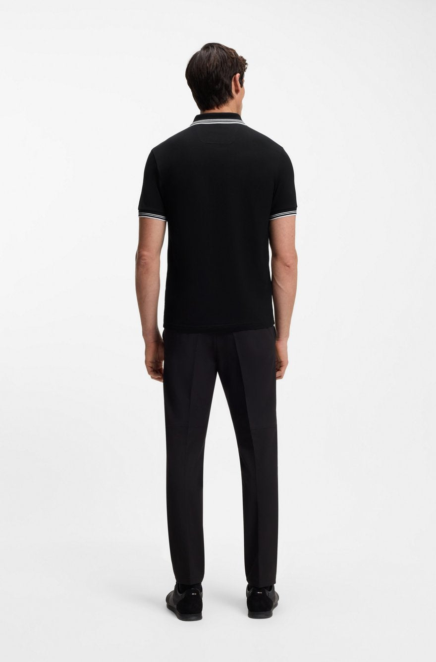 BOSS Slim-Fit Piqué Polo Shirt with Embroidered Logo – Black