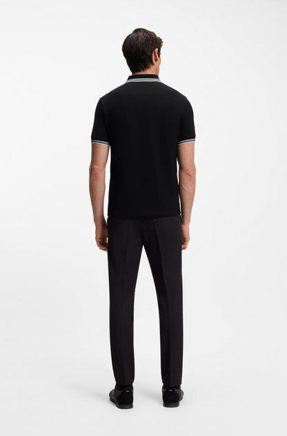BOSS Slim-Fit Piqué Polo Shirt with Embroidered Logo – Black