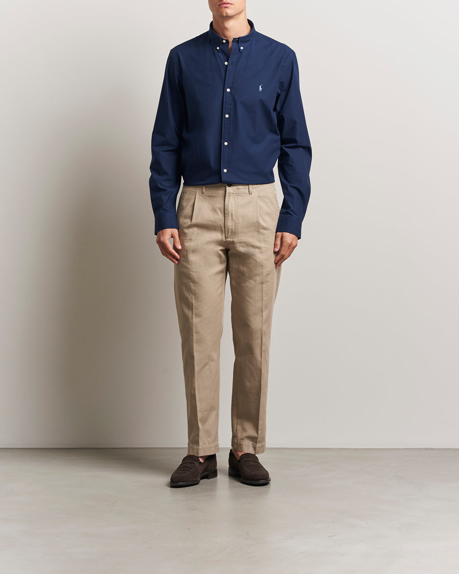 Polo Ralph Lauren Slim Fit Smooth Cotton Poplin Shirt - Navy Blue