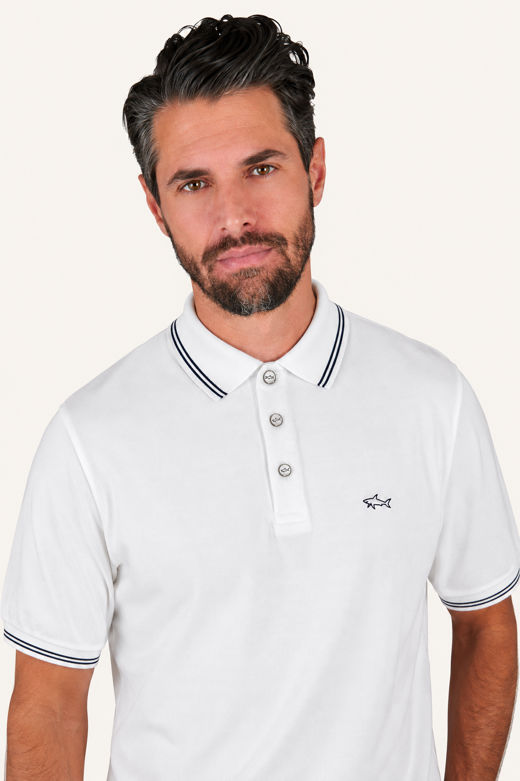Paul & Shark Tipped Collar Smooth Cotton Polo Shirt – White