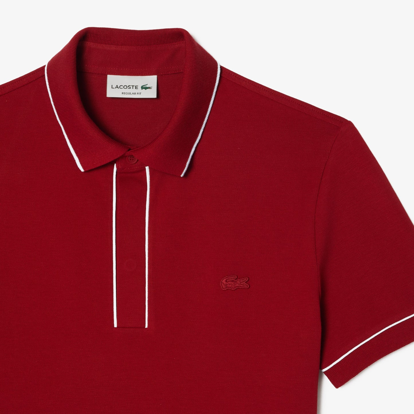 Lacoste Regular Fit Piped Organic Cotton Polo Shirt – Burgundy