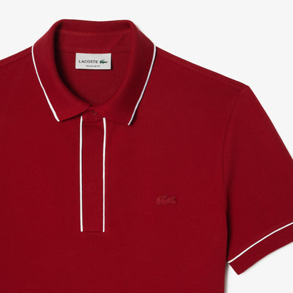 Lacoste Regular Fit Piped Organic Cotton Polo Shirt – Burgundy