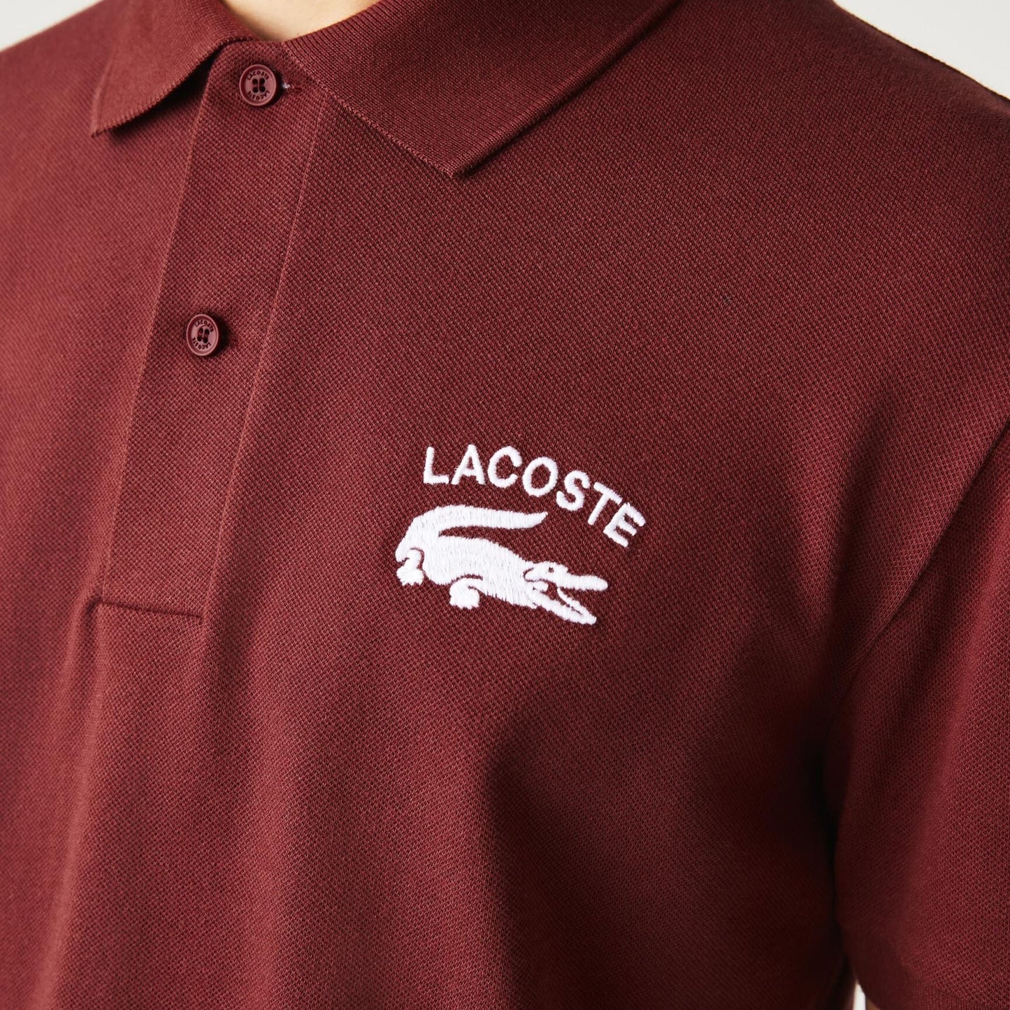 Lacoste Heritage Graphic Piqué Polo Shirt – Bordeaux Red