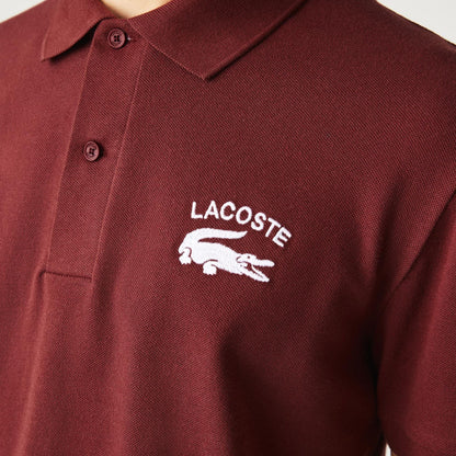 Lacoste Heritage Graphic Piqué Polo Shirt – Bordeaux Red