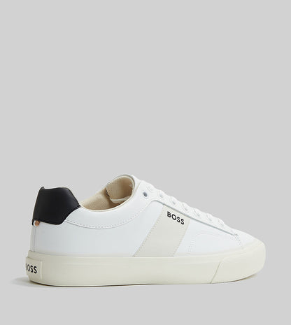BOSS Men's Katno Low-Top Sneakers – Premium White Leather with Signature Stripe