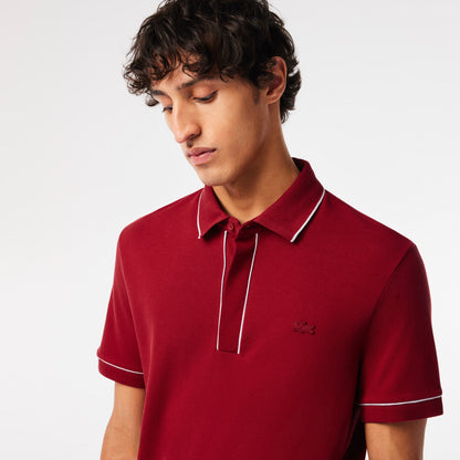 Lacoste Regular Fit Piped Organic Cotton Polo Shirt – Burgundy
