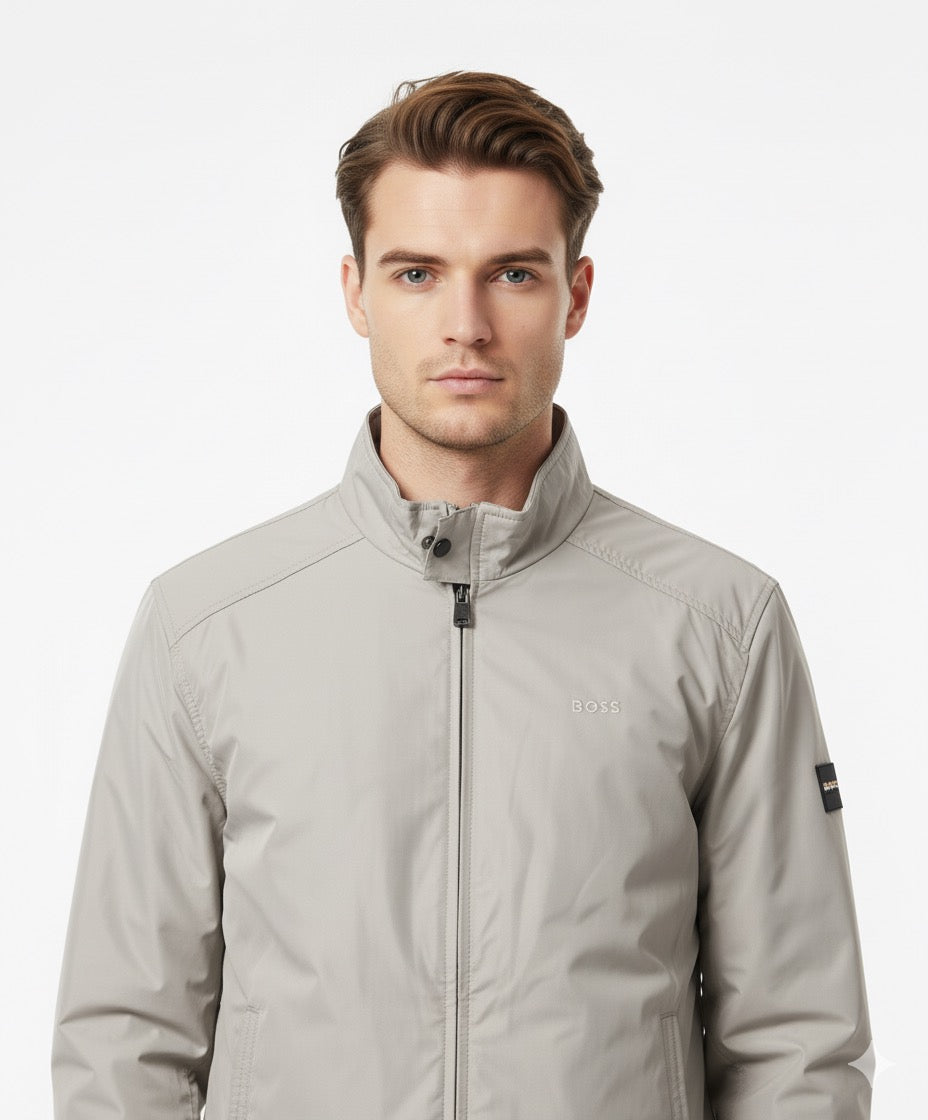 BOSS Regular-Fit Lightweight Jacket with Stand Collar and Logo Detail
