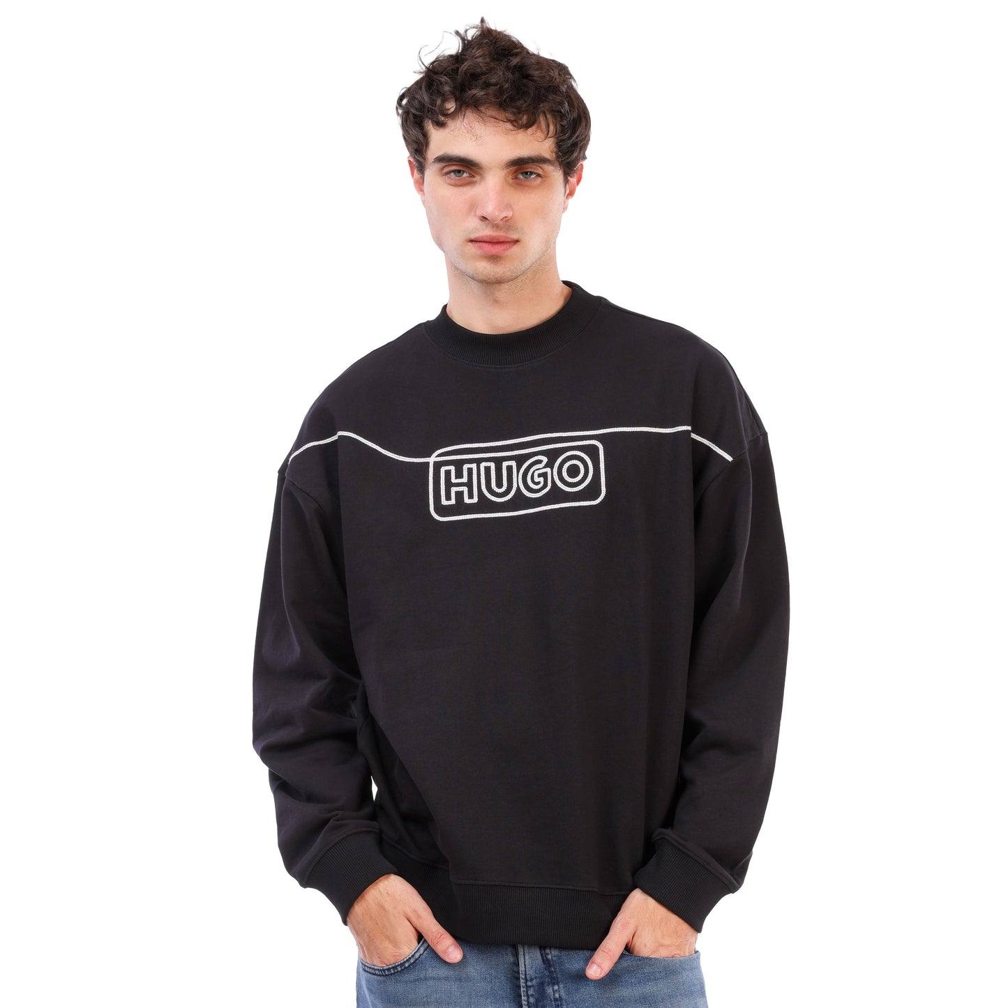 HUGO Relaxed-Fit Outline Logo Sweatshirt