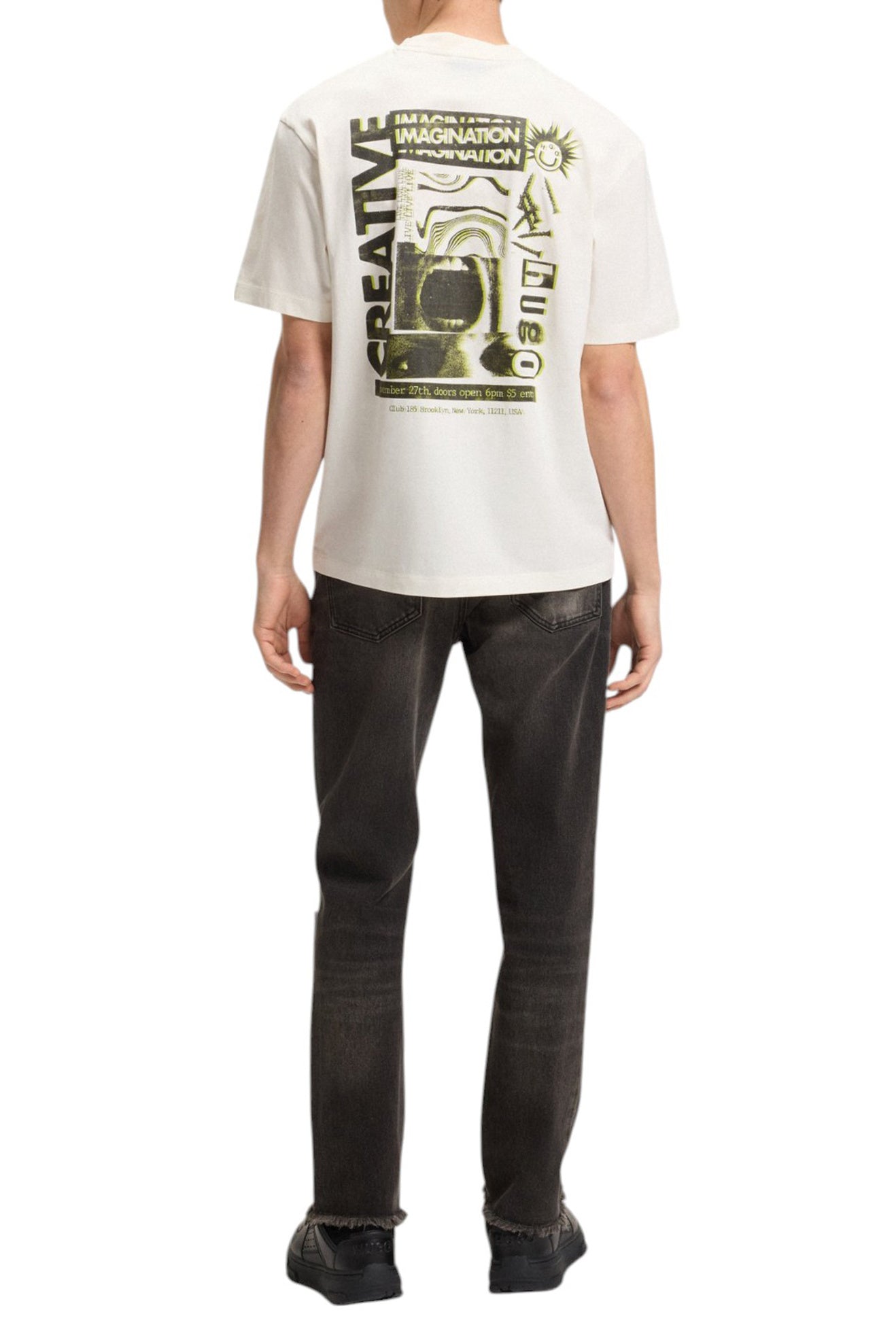 HUGO Relaxed-Fit Cotton Graphic T-Shirt in Off-White