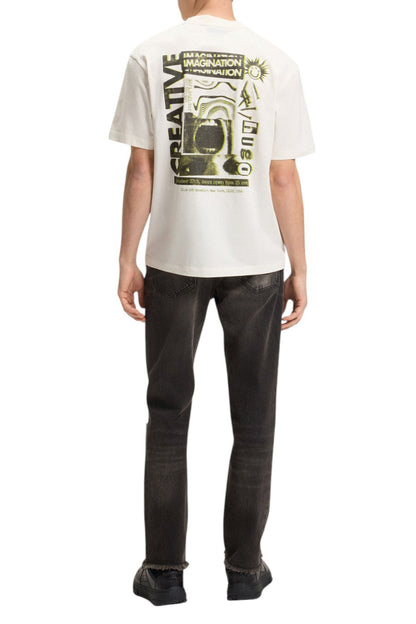 HUGO Relaxed-Fit Cotton Graphic T-Shirt in Off-White