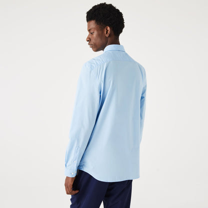Lacoste Slim Fit Long-Sleeved Premium Poplin Cotton Shirt – Light Blue