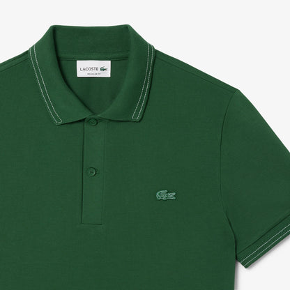 Lacoste Slim Fit Contrast-Stitch Cotton Pique Polo Shirt – Heritage Green
