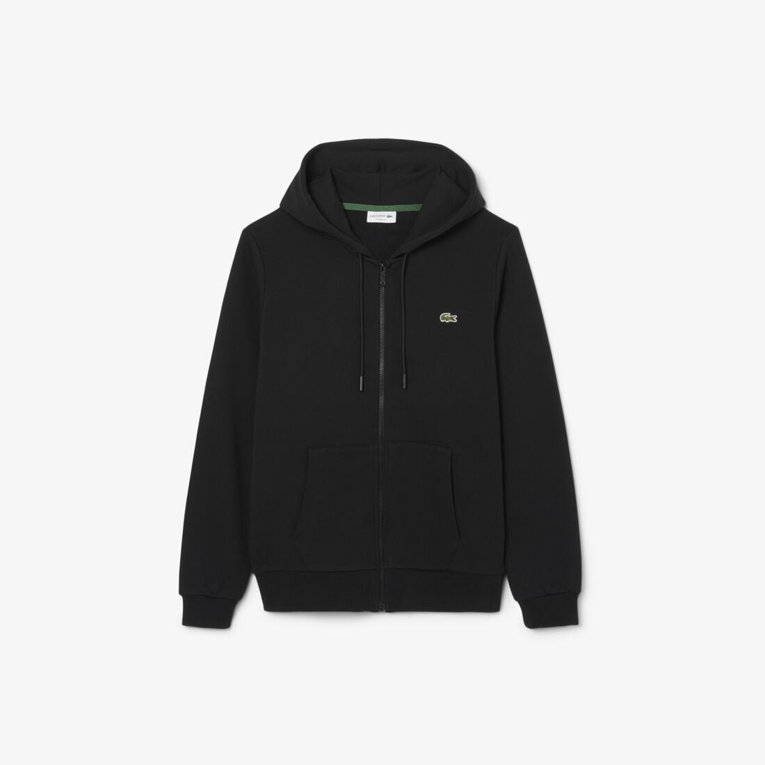 Lacoste Classic Cotton Fleece Full-Zip Hoodie - Black (Signature Crocodile)