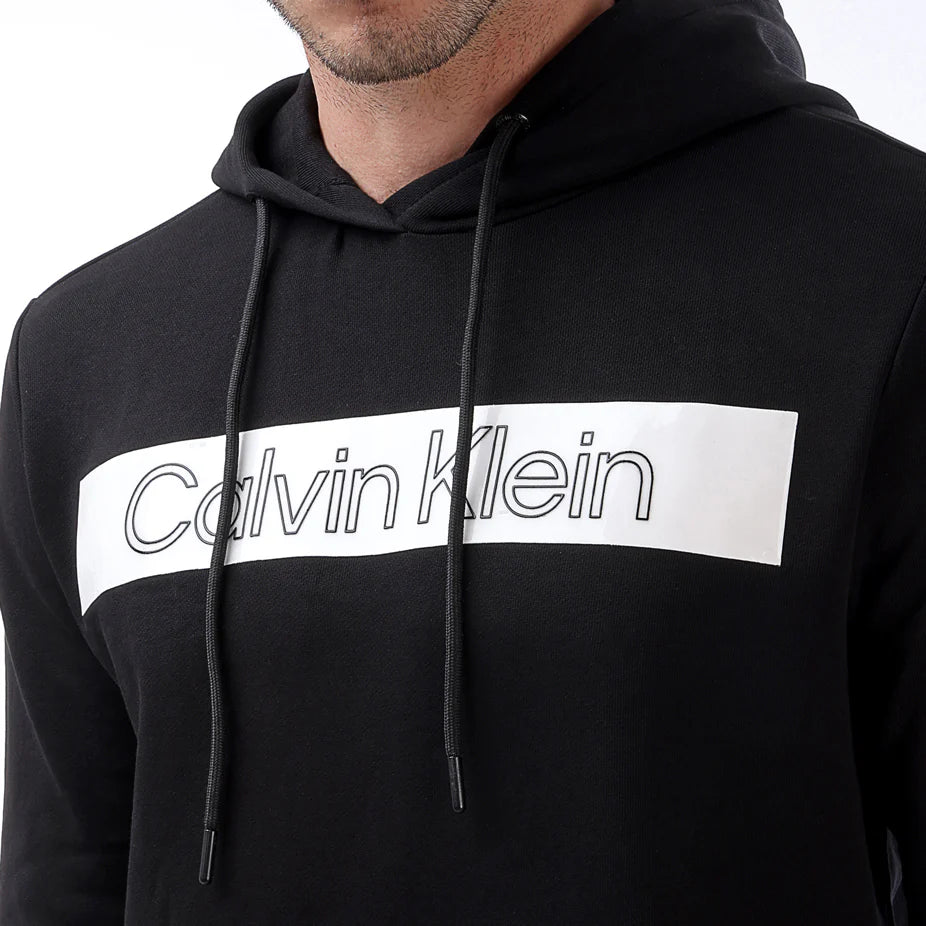 Calvin Klein Men’s Monogram Box Logo Essentials Hoodie – Jet Black