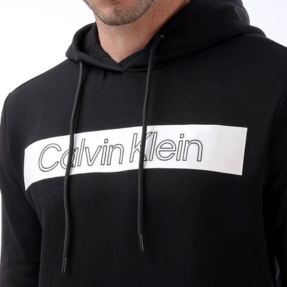 Calvin Klein Men’s Monogram Box Logo Essentials Hoodie – Jet Black