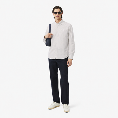 Lacoste Men's Slim Fit Striped Cotton Oxford Shirt