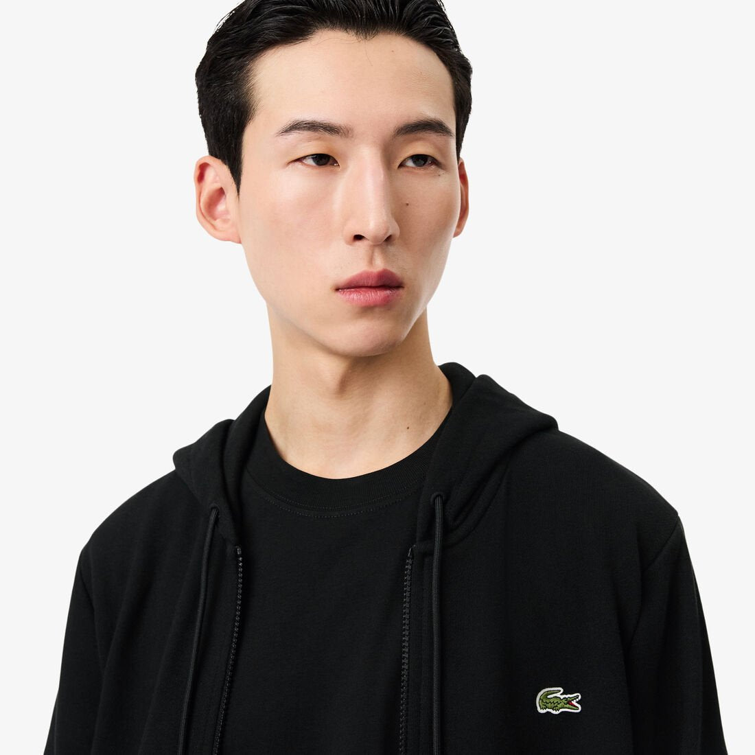 Lacoste Classic Cotton Fleece Full-Zip Hoodie - Black (Signature Crocodile)