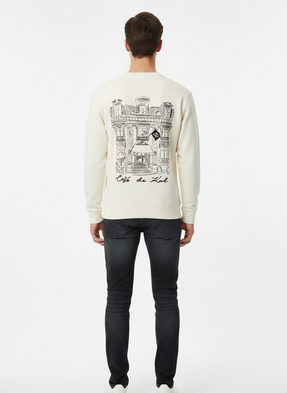 KARL LAGERFELD Men’s Café de Karl Embroidered Sweatshirt – Off-White