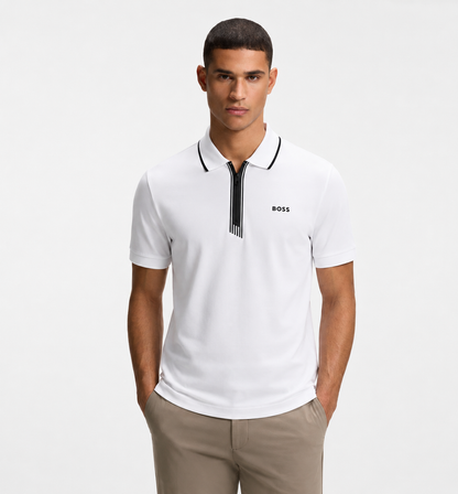 BOSS Slim-Fit Polo Shirt in Piqué Cotton with Zip Neck