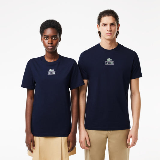 Lacoste Unisex Regular Fit Heritage Logo T-Shirt - Navy