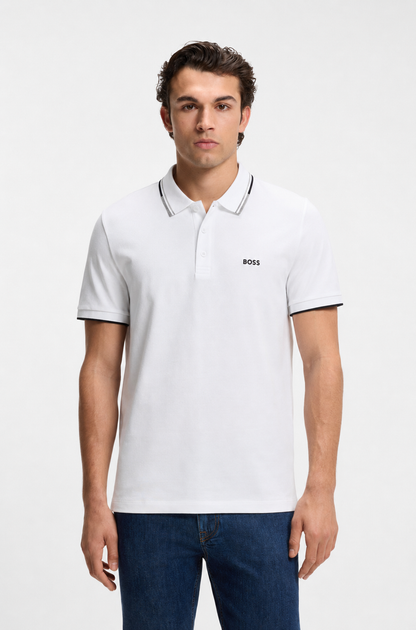 BOSS Slim-Fit Piqué Polo Shirt with Contrast Tipping
