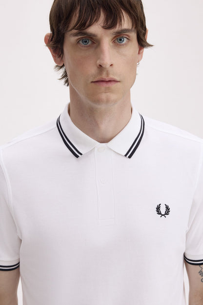Fred Perry M3600 Twin Tipped Polo Shirt – White & Black