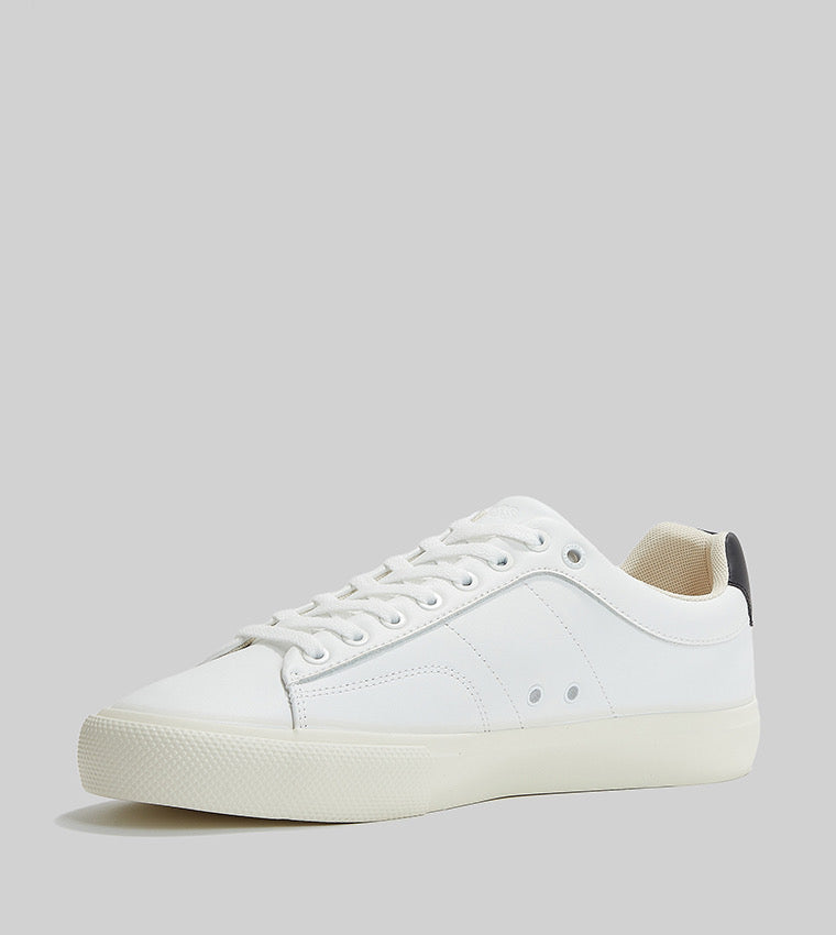 BOSS Men's Katno Low-Top Sneakers – Premium White Leather with Signature Stripe