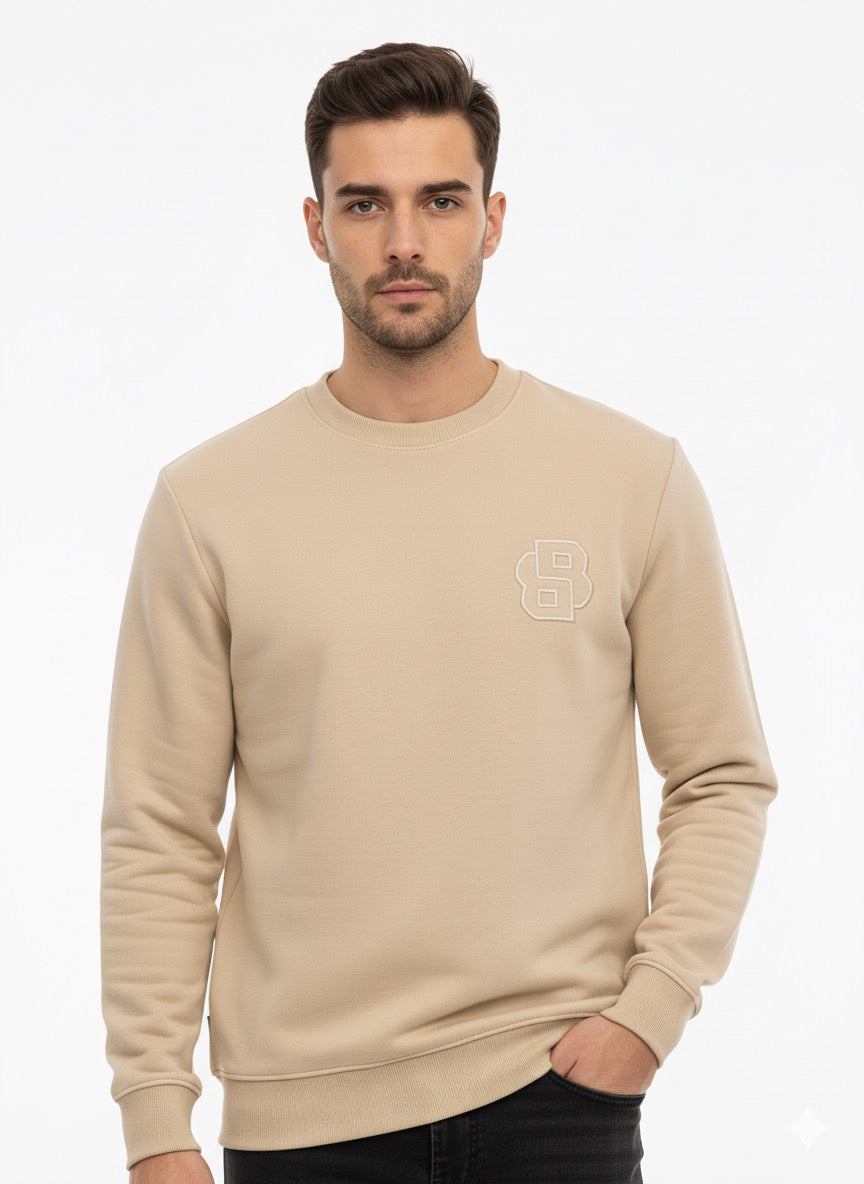 BOSS Crew-Neck Sweatshirt with Embroidered 'B' Logo