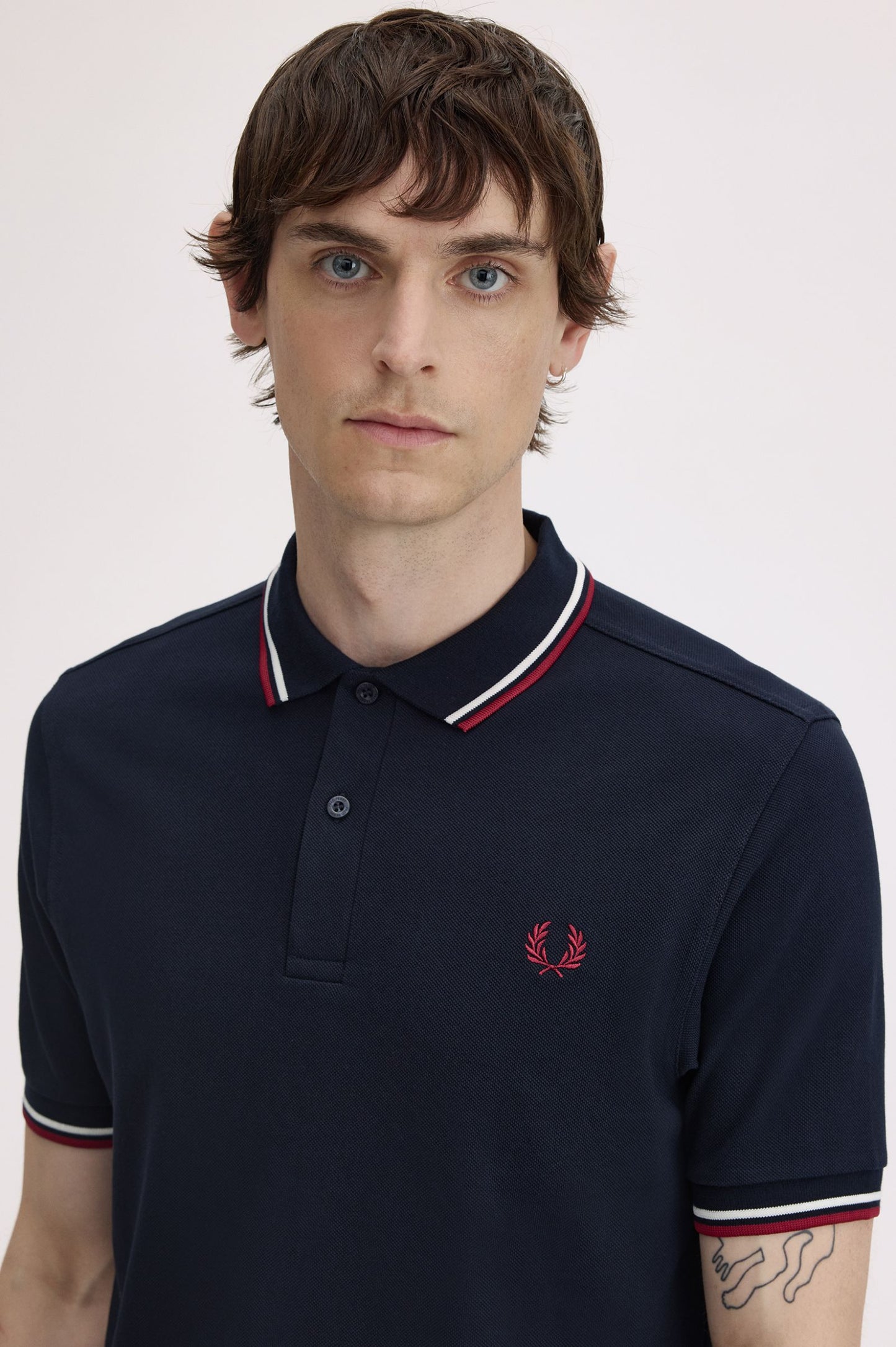 Fred Perry M3600 Twin Tipped Polo Shirt - Navy / White / Red