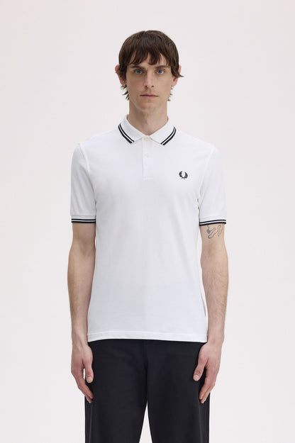 Fred Perry M3600 Twin Tipped Polo Shirt – White & Black