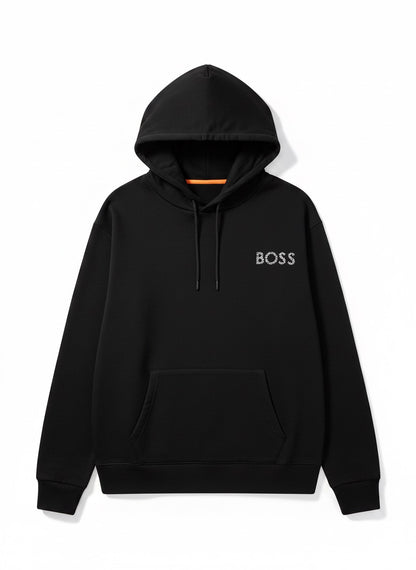 BOSS Black Hoodie with Textured Logo