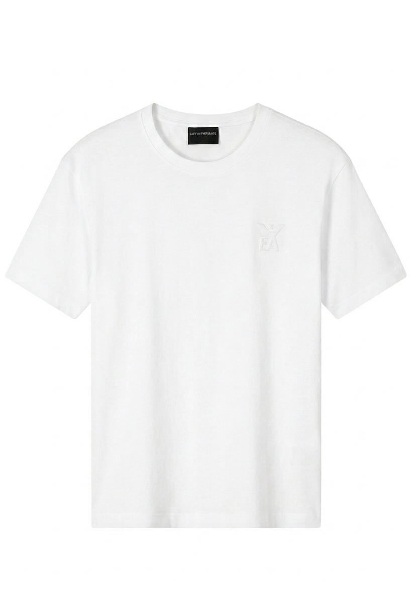 Emporio Armani | Tonal Eagle Embroidery Crew-Neck T-Shirt – Optical White